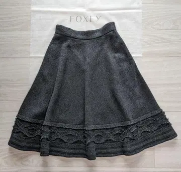 FOXY 니트 플레어 스커트 울100% 에스프레소 38