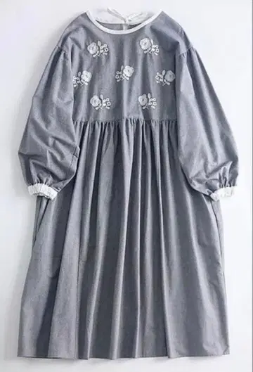 사만사 모스모스 원피스 리사이클 코튼 자수 원피스 자수 원피스