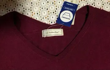 미사용 골든 베어 워셔블 V넥 니트 와인 LL 스웨터