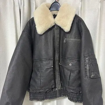 SLY 빈티지 인조 가죽 블루종