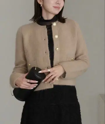 anuans 캐시미어 블렌드 노카라 니트 자켓