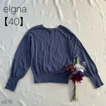 엘르가나 펄 소매 니트 풀오버 풀오버 톤 다운 블루 [ 40 ] L