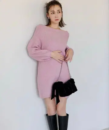 새상품 SNIDEL 스나이델 오프숄더 미니 원피스