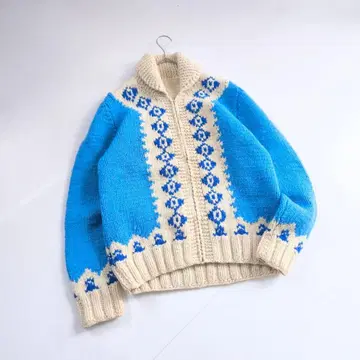 60s 빈티지 카우친 니트 노르딕 스카이블루 P