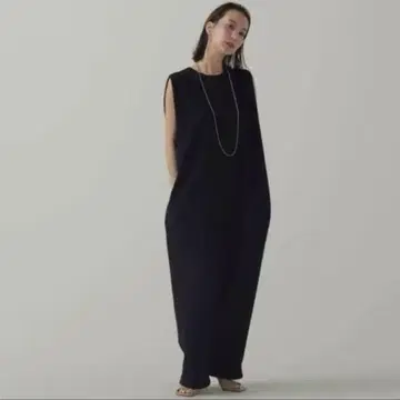 louren georgette wide overall / black