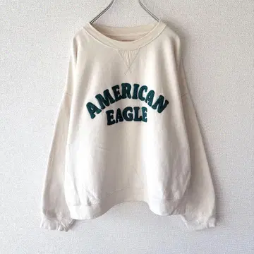 미국 빈티지 의류 사가 자수 맨투맨 오버 사이즈 아메카지 베이지 XL