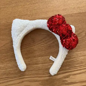 헬로키티 머리띠 USJ 스팽글 리본 빨간색 산리오