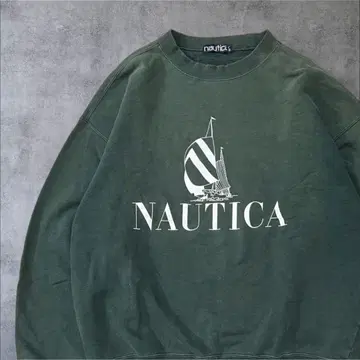 90s USA제 NAUTICA 그린 크루넥 트레이닝복