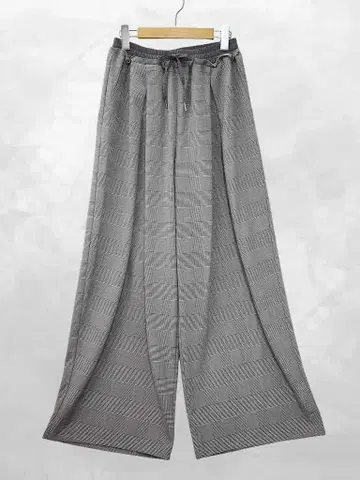 시안 도쿄 레이어 웨스트 글렌체크 와이드 팬츠