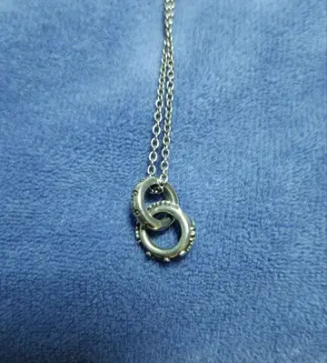 폴 스미스 더블 링 목걸이 실버 로고