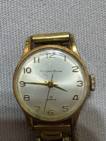 Citizen seine 수동 와인딩 시계 21주얼 골드 컬러