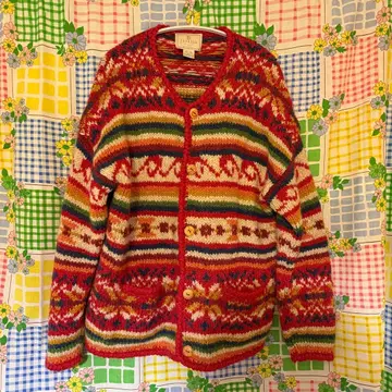 EXPRESS 손뜨개질 울 100% 가디건