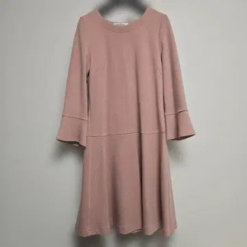 GALLERY VISCONTI 핑크 A라인 플레어 원피스 리본 포함 긴팔