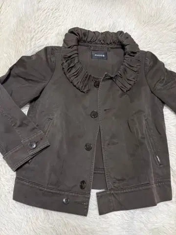 ZUCCA 주카 코튼 카라 부착 자켓 블루종 M 브라운