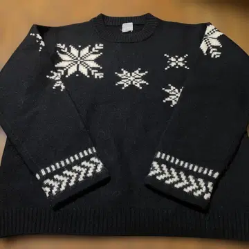 powder 시모사코 히데키 눈꽃 패턴 스웨터