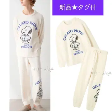 택 포함 새상품 스누피 자카드 풀오버 & 롱 팬츠