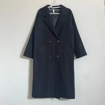 주노아 체스터 코트 롱 더블 프레스 노치 라벨 얇은 소재