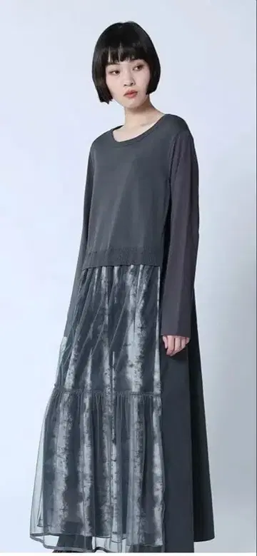 새상품! Lasud 패턴 레이어드 시어 원피스