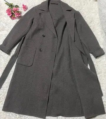 콩트와르 데코토니에 더블 브레스트 체스터 코트 그레이 S