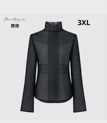 UNIQLO 마메쿠로 마메쿠로구치 유니클로 메쉬 하이넥 T 블랙