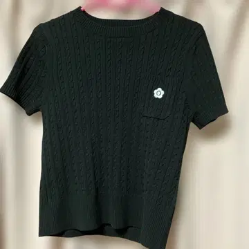 MARY QUANT 데이지 원포인트 반팔 니트 풀오버