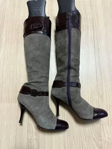 그레이 스웨이드 하이힐 롱 부츠 다이애나