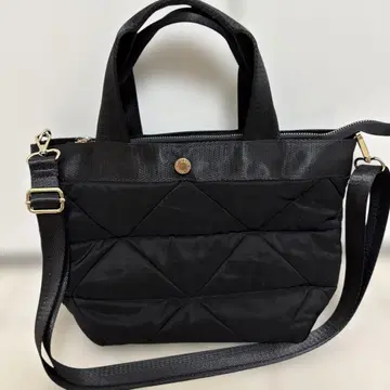 블랙 나일론 퀼팅 숄더백