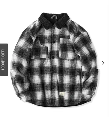 보아 카라 부착 체크 무늬 플란넬 셔츠