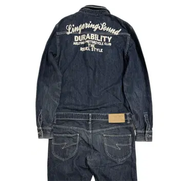 Y2K 00s 그런지 데님 오버롤 점프수트 작업복 자수