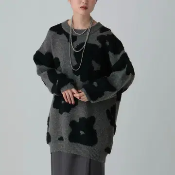 LEPSIM 6게이지 루프 자카드 꽃무늬 튜닉