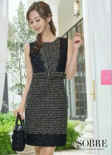 [ 고급 드레스 ] SOBRE 트위드 레이스 드레스 / 블랙 M