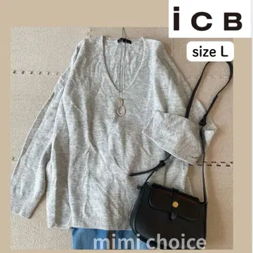 icB [세탁 가능] 울 캐시미어 V넥 니트 L