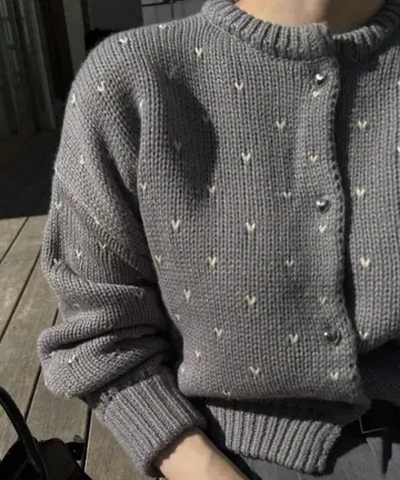 willfully 하트 도트 자카드 리버서블 니트 가디건