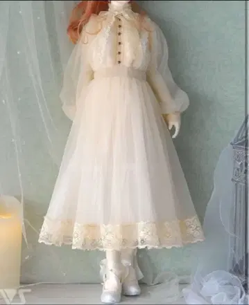 보크스제 튤 원피스 세트 (에크루)