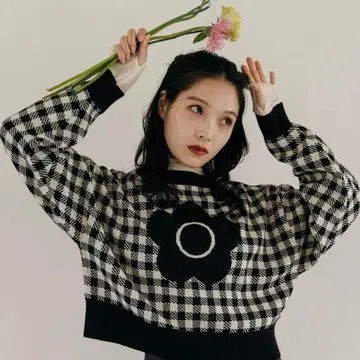새상품급 MARY QUANT x PUBLUX 니트 체크 마리콴트