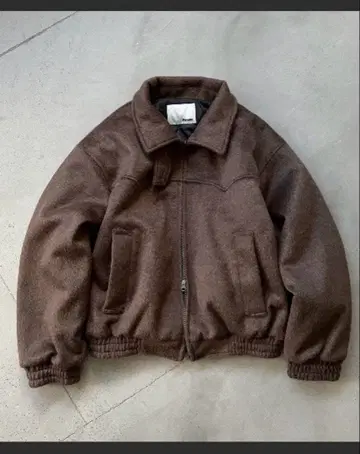 Perushu 울 혼방 샤기 스탠드 넥 플라이트 자켓