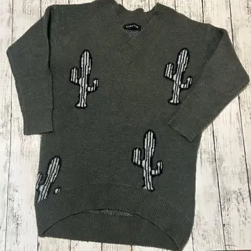 ALEXIA STAM 아리시아스탄 선인장 패턴 V넥 니트