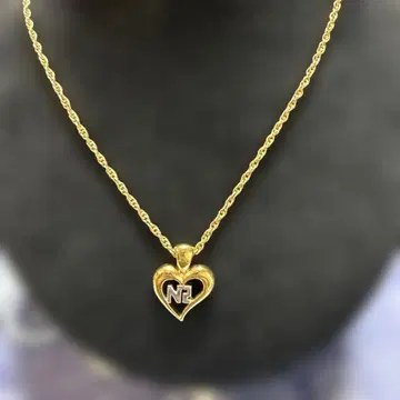 하트형 펜던트와 펄 목걸이 세트