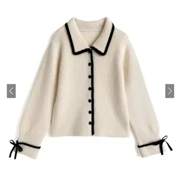 GRL 배색 라인 리본 니트 가디건 [pm708] 아이보리