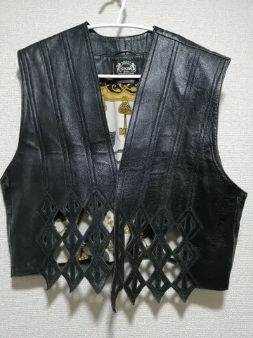 SKIN 블랙 컬러 천연 가죽 레더 베스트 42 사이즈 이탈리아제
