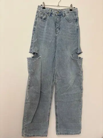 컷 아웃 디자인 청바지 라이트 블루