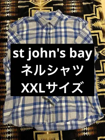 (고배색)st john's bay 플란넬 셔츠 블루 그레이 XXL 사이즈