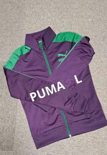 새상품급 레트로 푸마 트랙 자켓 풀 집업 퍼플/그린 L