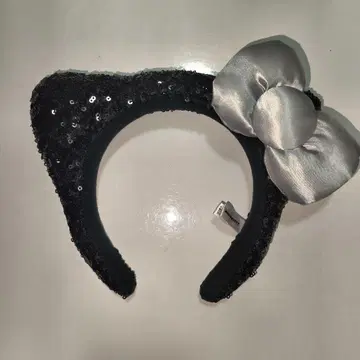 고양이 귀 머리띠 블랙 스팽글