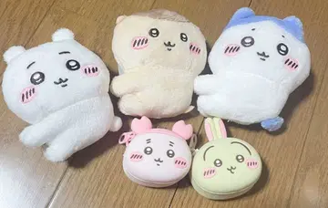 치이카와 (먼작귀) 클립 봉제 인형 & 미니 실리콘 파우치 세트 미사용