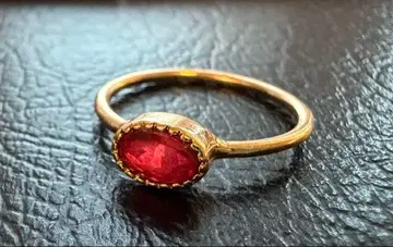 아쉬페프랑스 빨간색 스톤 부착 골드 컬러 금속제 반지 11호