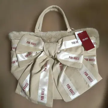 PINK HOUSE 리본 포함 버킷형 토트백 베이지 (새상품, 미사용)