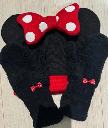 미니 마우스 니트 모자 장갑 세트