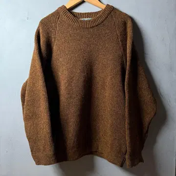 컨디션 최상 1960s 빈티지 핸드 니트 브라운 네프 울 스웨터