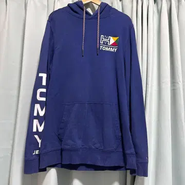타미힐피거 진스 네이비 후드 부착 후드티